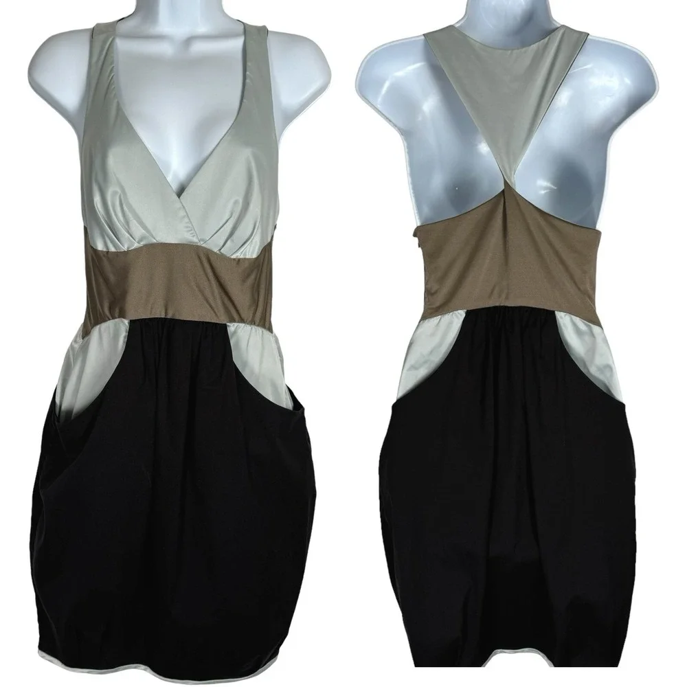 Saks 5th Avenue Iodice Mini Dress Size XS Racerback Colorblock Sexy Party